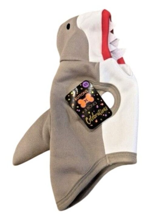 Buttons & Bones Other - Buttons and Bones Dog Size XS Shark Fleece Hoodie Halloween Costume